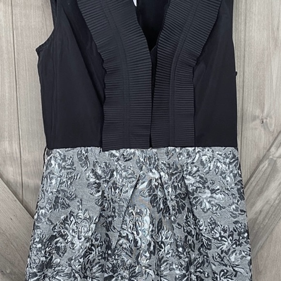 Bcbg MaxAzria dress black and silver brocade - Picture 3 of 6